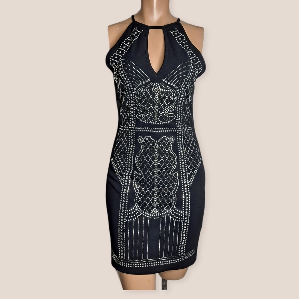 Iris Embellishe Sparkly black  dress mini size S